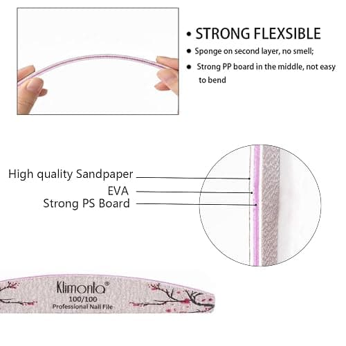 25PCS Floral Professional Nail Files 80/100/150/180/240 Grit, Emery Boards Nail Files for Natural Nails and Acrylic Nails, Double Sided Emory Boards limas para unas acrilicas Reusable Manicure Tools thumbnail 3