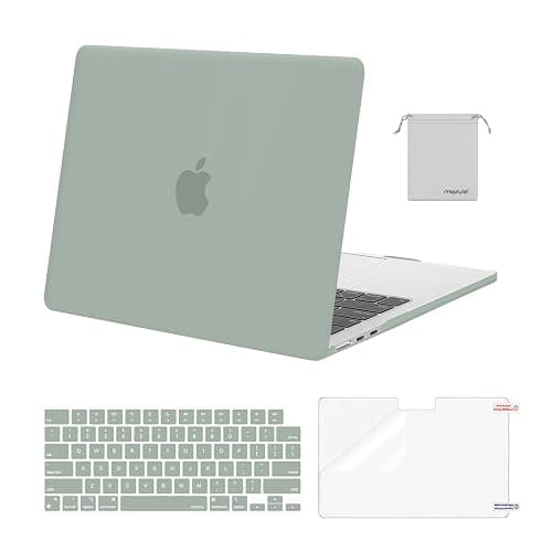 MOSISO Compatible with MacBook Air 13 inch Case M5 2026 M4 M3 M2 2025-2022 | A3449 A3240 A3113 A2681, Hard Shell&Keyboard Cover&Screen Film&Pouch for MacBook Air 13.6 inch Case, Antique Green - Image 1