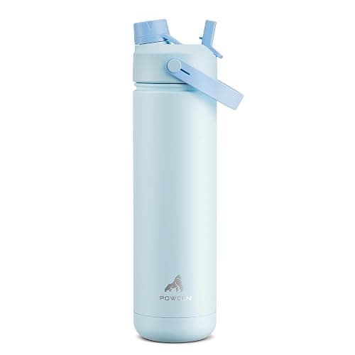POWCAN 26 oz Insulated Water Bottle with 2-in-1 Straw and Spout Lid, Keep Cold 24H, Leak-Proof, Fits in Car Cup Holder, Stainless Steel Water Bottle for Sports, Travel, and School (Sea Breeze) - Image 1