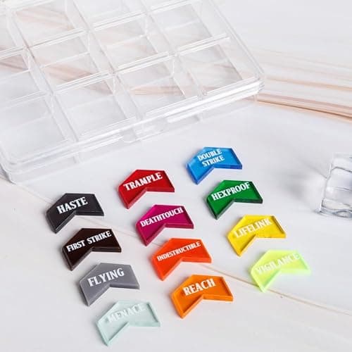 72 Pieces MTG Keyword Counters with Box for Magic The Gathering Colored MTG Creature Stats Buff Tokens MTG Gift Accessories (Keyword Counters) thumbnail 6