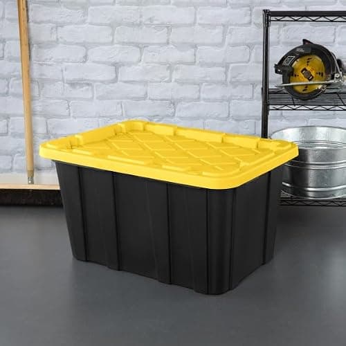 Sterilite 6-Pack Industrial Tote, Plastic Storage Container Bins with Lids, 27 Gallon - Heavy-Duty Organizing Containers for Closet, Bathroom, and Office thumbnail 8
