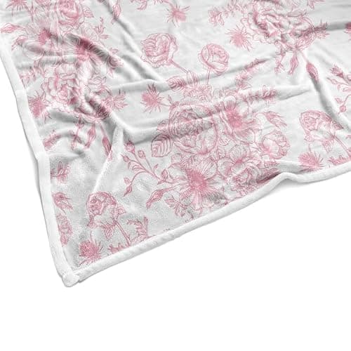 Floral Throw Blanket, Botanical Floral Blanket, Soft, Flannel, Warm, Boho Floral Bed Blanket All Season Flower Throw Blanket for Couch Bedroom Living Room, Pink 50X60 Inch thumbnail 5