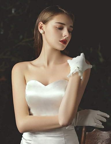 QRBTSCL Women's Short Satin Gloves Wrist Length Dress Gloves for Wedding Opera Party 1920s Stretchy Glove thumbnail 3
