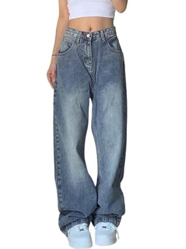 EMMIOL Women Baggy Jeans Mid-Low Waist Boyfriend Streetwear Vintage Jeans Wide Leg Denim Pants - Image 1
