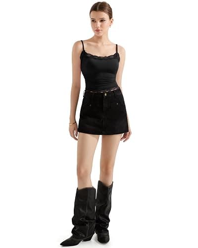 SUUKSESS Women Lace Double Lined Camisole Top Spaghetti Strap Going Out Tank Top thumbnail 6