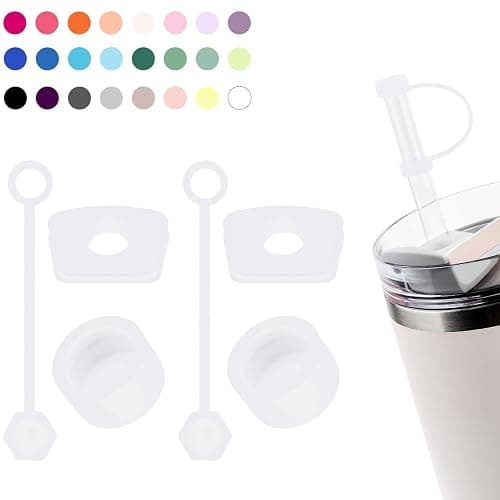 Silicone Spill Stopper Set Compatible with Stanley Cup 2.0 30oz & 40oz with Straw Cover (Set of 2, Clear) - Image 1