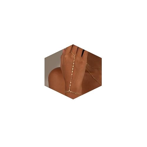CHESKY 14k Gold Plated Hand Chain Bracelet for Women Trendy, Dainty Ring Bracelets Hand Chain Finger Nail Bracelet Simple Gold Hand Jewelry for Women Gifts thumbnail 9