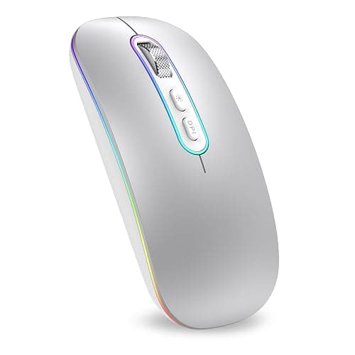 cimetech Souris Bluetooth Rechargeable, Souris sans Fil, Souris Silencieux de Double Modes (Bluetooth 5.1 + USB 2.4G) 3 DPI pour MacBook/Tablette/iPad/Ordinateur Portable/PC/Notebook - Argent - Image 1