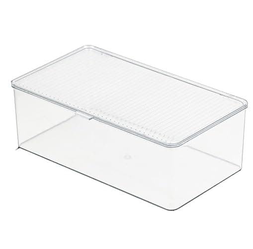 ZEXALOR Clear Plastic Storage Bin with Lid, Makeuo Holder, Fridge Organizer, Refrigerator Organizers and Storage, Small Container for Pantry, Office, Dresser, Bathroom, Kitchen, Snack - Image 1