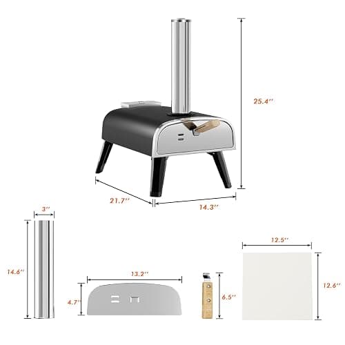 aidpiza Pizza Oven Outdoor 12" Wood Fired Pizza Ovens Pellet Pizza Stove for outside, Portable Stainless Steel Pizza Oven for Backyard Pizza Oven - black thumbnail 3
