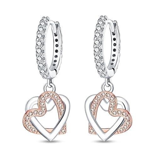 TINSLO 925 Sterling Silver Women Earrings, Sparkling Star and Moon Earrings, Various Hypoallergenic Earrings, Best Gift for Women thumbnail 2
