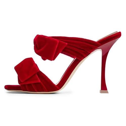 FSJ Women Sexy Two Bows Open Toe Mules Stiletto High Heel Slip On Party Evening Slides Shoes Size 4-15 US thumbnail 3