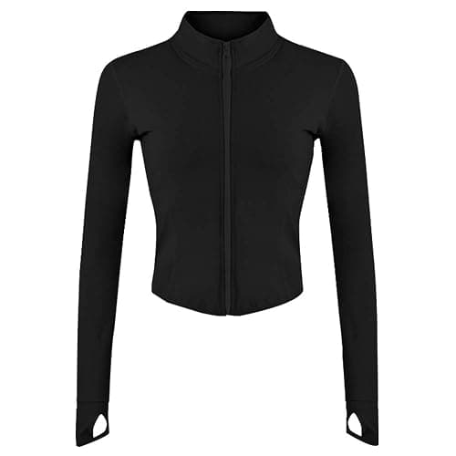 Gihuo Women's Athletic Full Zip Lightweight Workout Jacket with Thumb Holes - Image 1