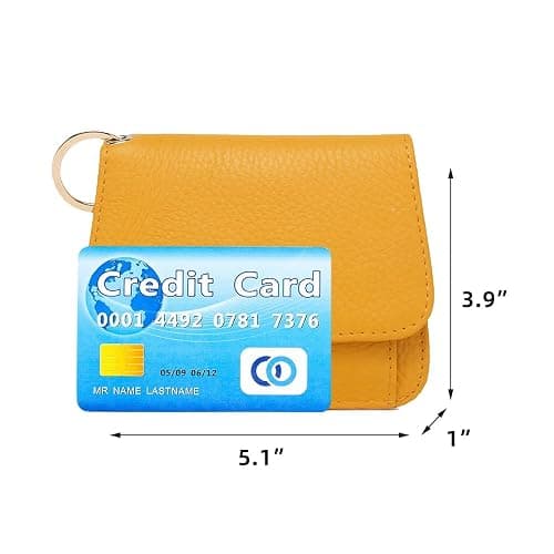 Mudono Small Wallet for Women RFID Blocking Genuine Leather Card Case Slim Tri-Fold Wallet with Zipper Pocket and Keychain thumbnail 2