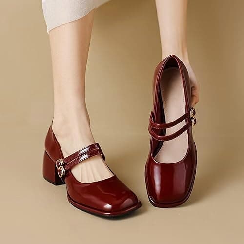Stunner Women's Chunky Low Block Heel Dress Shoes Mary Janes Heels for Women Comfortable Closed Toe Work Pumps 2 thumbnail 5