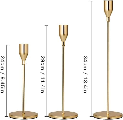 LXTaoler Candle Holders for Taper Candles, Set of 6 Metal Candle Stand Modern Decorative Candlestick Holder for Wedding, Dinning, Party (Gloden-6) thumbnail 3