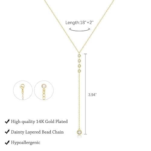 LULII Lariat Gold Necklace for Women Trendy Dainty 14k Gold Plated/Silver Layered Chain Drop Necklaces Y-Shaped Necklace Jewelry for Women Gifts thumbnail 5