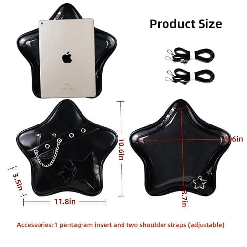 Vobomo Kawaii Ita Bag Backpack Star Pins Display Crossbody Bag with Insert Y2k Aesthetic Cute Handbag for Anime Comic Con (Black) thumbnail 5