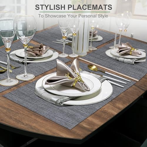 BETEAM Placemats Set of 8, Woven Vinyl Placemat for Dining Table Washable Wipeable Kitchen Place Mats Durable Indoor Outdoor Table Mats thumbnail 7