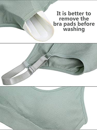 SATINIOR 4 Pack Women's Sports Bra, Padded Ribbed Cami Bra Seamless Bralette Wireless No Underwire Workout Tank Top thumbnail 4