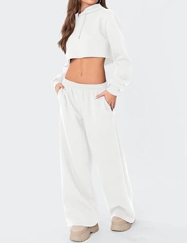 LOMON Wide Leg Sweatpants Women Fleece Sweat Pants Fall Clothes 2025 Teen Girl Baggy Jogger Sweatpant with Pockets thumbnail 5