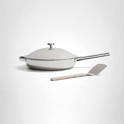 Our Place Titanium Always Pan Pro | 10.6" PFAS-Free Nonstick Frying Pan with Spatula | Chef-Grade Tri-Ply Stainless Steel & Aluminum Build | Induction & Oven-Safe up to 1000°F | Chrome thumbnail 7
