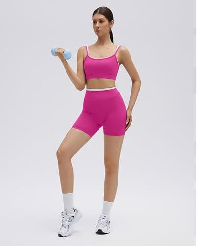 SUUKSESS 2 Piece Workout Sets Layered Sports Bra Yoga Gym Biker Shorts thumbnail 6