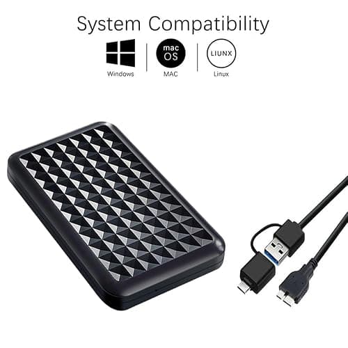 Tianken 1TB Ultra Slim Portable External Hard Drive 2.5'' USB 3.0 HDD Storage for PC, Mac, Laptop, PS4, PS5, Xbox one thumbnail 2