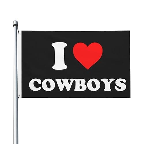 Diputer I Heart-Love Cowboys-Flag 3x5 Ft For Bedroom Funny Flag Dorm Wall Decor Flags For Room - Image 1