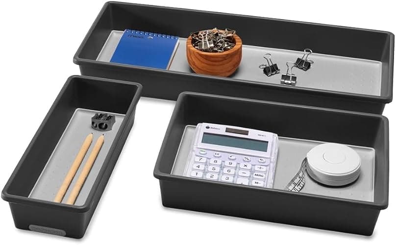madesmart Classic 3-Tray Bin Pack - Granite | CLASSIC COLLECTION | Multi-Purpose Storage | Soft-grip Lining and Non-slip Rubber Feet | Durable | BPA-Free thumbnail 6