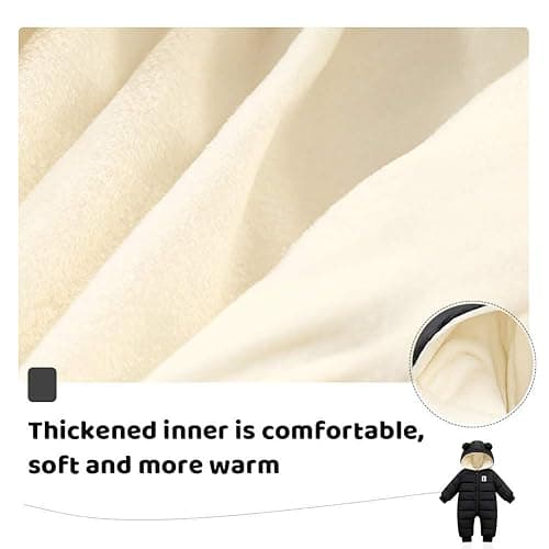 Fumdonnie Cute Baby Boys Snowsuit New Born baby girls Winter Coat Toddler Clothes - Black - 6-12 Months thumbnail 6