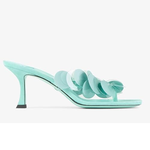 Goolita Women's Suede Sequin Kitten Heels Flip Flops Open Square Toe Strappy Thong Slide Heeled Sandals Comfort Prom Party Mules Heels thumbnail 3