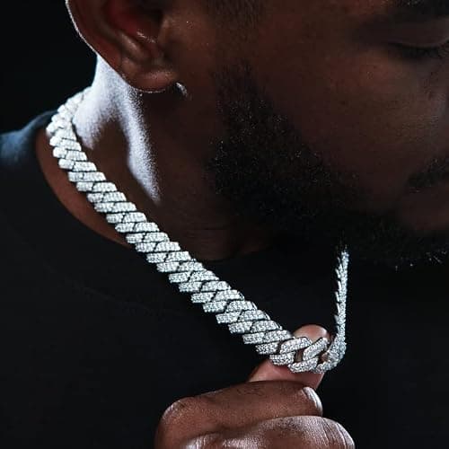 Mens Cuban Link Chain Miami Cuban Necklace 18K Gold Silver Chain Diamond Cut Chains For Men Women 14mm Iced Out Hip Hop Jewelry thumbnail 3