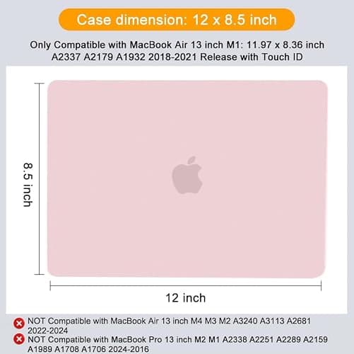 MOSISO Compatible with MacBook Air 13 inch Case 2022 2021 2020 2019 2018 Release A2337 M1 A2179 A1932 Touch ID, Plastic Hard Shell Cover&Keyboard Cover for MacBook Air 13.3 inch Case, Rose Quartz thumbnail 7
