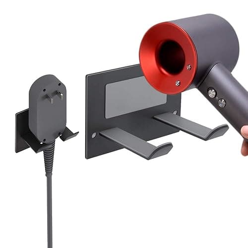 XIGOO Self Adhesive Hair Dryer Holder Wall Mounted - Adhesive Bathroom Hair Blow Dryer Rack Organizer Compatible with Supersonic Hair Dryers (Black) - Image 1