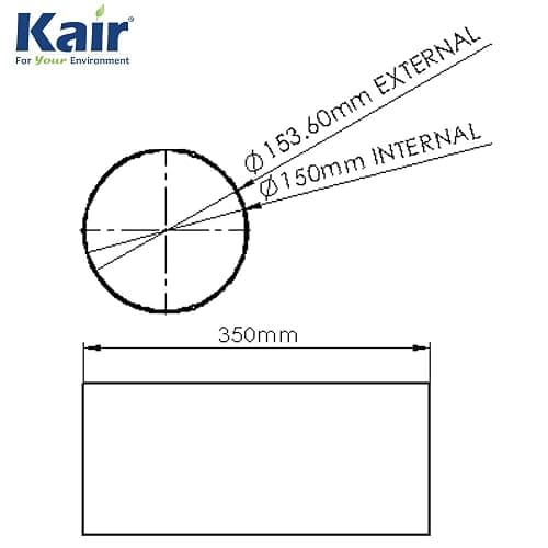 Kair Plastic Ducting Pipe 150mm - 6 inch / 350mm Short Length -Rigid Straight Duct Channel thumbnail 2
