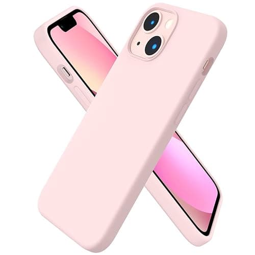 ORNARTO Compatible with iPhone 13 Mini Case, Slim Liquid Silicone 3 Layers Full Covered Soft Gel Rubber with Microfiber Case Cover 5.4 inch-Pink - Image 1