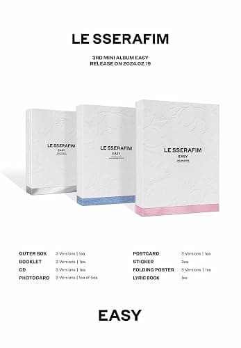 Generic LE SSERAFIM 3rd Mini Album EASY Vol.1 (BALMY FLEX ver), PINK, BLUE, GRAY thumbnail 2