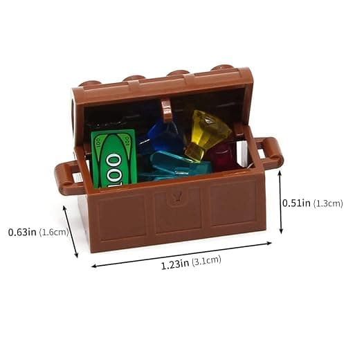Feleph Treasure Accessories Money Building Blocks Set Jewel Chest, Gems Diamonds, Bullion Electroplated Gold Tile Silver Bar, Power Crystals, Coins, Goblet, 100 Dollar Bill Cash Toy Brick thumbnail 3