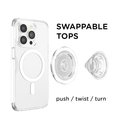 PopSockets Phone Grip for MagSafe with Kickstand, Magnetic Stand, Swappable Top, Secure Hold for iPhone MagSafe Cases, Phone & Tablet Grip - Clear thumbnail 6
