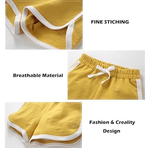Girls Boys 3 Pack Running Athletic Cotton Shorts, Kids Baby Workout and Fashion Dolphin Summer Beach Sports thumbnail 8