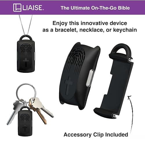 LIAISE Wearable Audio Wrist Band, WWJD Bracelet and Audio Bible, 300+ Verses from NIV, Jesus Bracelet Speaker, Christian Wristband for Men and Women (Black) thumbnail 4