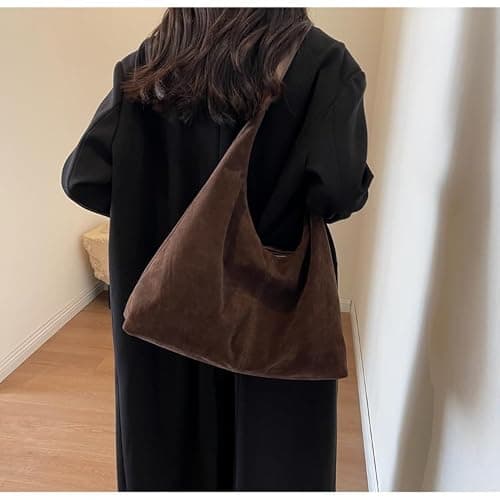 Women’s Trendy Suede Tote Bag Shoulder Bags For Women Fall Underarm Bag Winter Hobo Bag Work Purses Suede Travel Handbag thumbnail 2