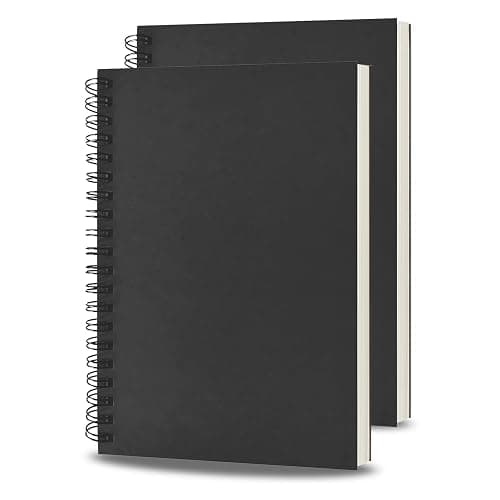 BoAn Spiral Notebooks Journal 8.5” x 11”, 2 Pack A4 Large Note Book for Women & Men, The Notebook for Work Note Taking Journals Sketch Book 76 Pages / 38 Sheets sketchbook Soft Cover Black Paper - Image 1