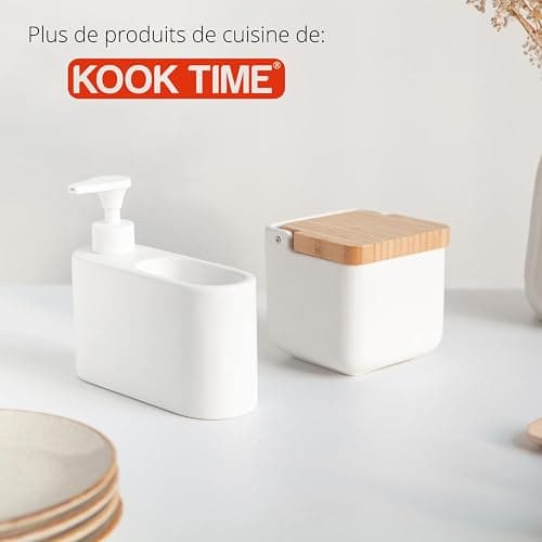 KOOK TIME Distributeur Liquide Vaisselle Porte Eponge pour Cuisine | Distributeur Savon Liquide pour Les Mains avec Espace Porte éponge | Porte Savon Cuisine | Matériel: céramique | Couleur: Blanc thumbnail 8