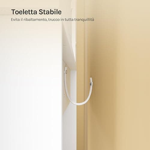 WOLTU Postazione Trucco, Toeletta Trucco con Luci, Toeletta Trucco,Scrivania con Specchio e 10 Lampadine LED Dimmerabili,2 Cassetti e 4 Ripiani,Comò per Camera da Letto in Legno, Bianco, 90x40x135cm thumbnail 8