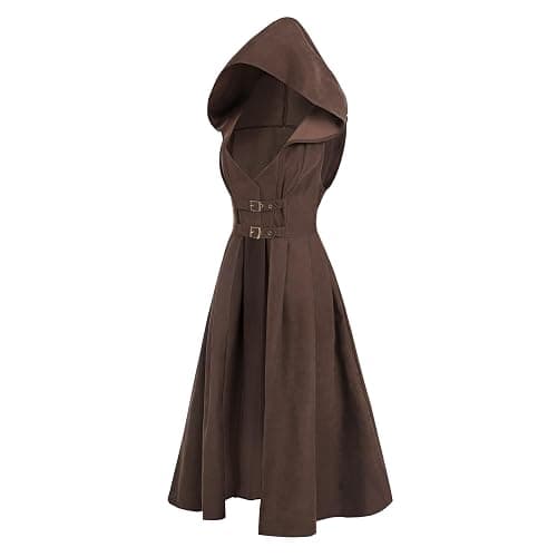 LTAKK Renaissance Costume Women Hoodie Medieval Pirate Dress High Low Corset Ren Faire Overdress with Hood thumbnail 2