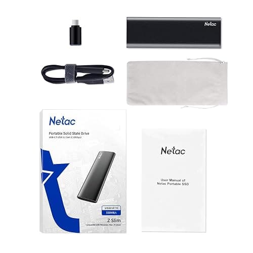 Netac ZSLIM External Solid State Drive 1TB, USB 3.2 Gen 2 (10Gbps, Type-C) Portable SSD up to 500 MB/s Read, External Storage Compatible for Mac, Latop, Desktop, Tablet, Android Phones(Black) thumbnail 7