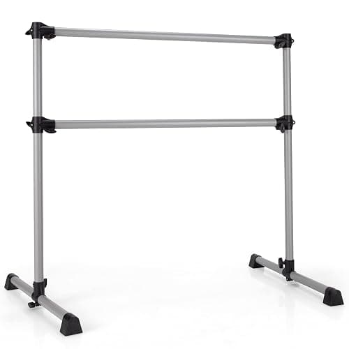 Goplus Double Ballet Barre Bar, Portable 4 FT Freestanding Dancing Bar w/ 7” - 46” Adjustable Height, Barre Exercise Equipment Bar for Home School Gym, Ballet Bar for Kids & Adults thumbnail 7