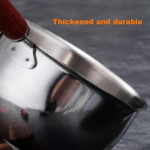 Stainless Steel Milk Warmer with Wooden Handle - Mini Butter Melting Pot with Dual Pour Spouts, Chocolate Melting Pot (150ml) thumbnail 7